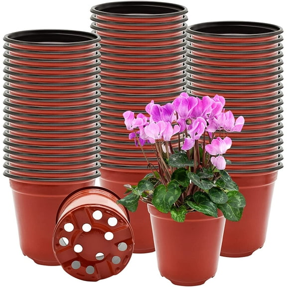 Limei 50 Pack Planter Nursery Pots, Plastic Pots for Flower Seedling, 3.8 x 2.4 x 3.1 inch