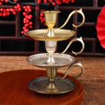 thumbnail image 4 of BESEW7 Vintage Bronze Candlestick Holder Set, Taper Candle Stand with Arc Handle for Fall Harvest Table, Halloween Party Lighting and Mantel Decor, 4 of 8