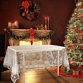 thumbnail image 2 of Luxtrada 60*84inch Snowflake Rectangle Tablecloth with Floral Lace Table Linens Wedding Events Party Dining Decorations Christmas Table Cloths, 2 of 7