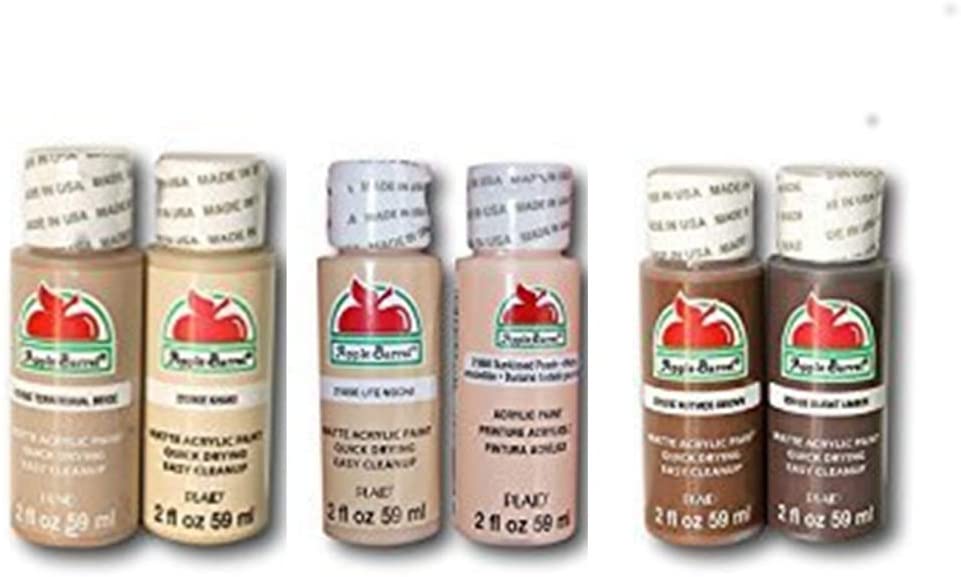 Apple Barrel Dark Flesh Tone Acrylic Paint Set 6 Pack
