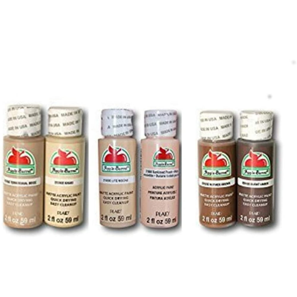 Apple Barrel Dark Flesh Tone Acrylic Paint Set 6 Pack