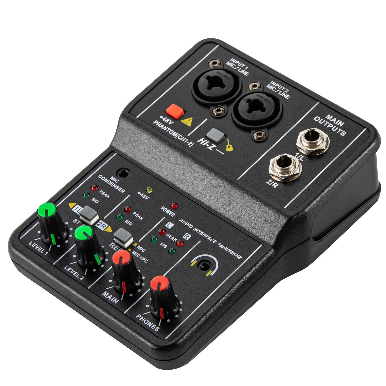 2 Channel USB Audio Mixer - Professional Sound Mixing Console for DJs