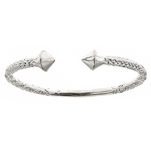 Thick Pyramid Ends .925 Sterling Silver West Indian Bangle (Size 9)