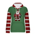 thumbnail image 5 of Feancey Santa Claus Graphic Hoodie for Women Ribbed Knit Long Sleeve Hooded Sweatshirts Drawstring Casual Lightweight Sweatshirt with Pocket Green M, 5 of 6