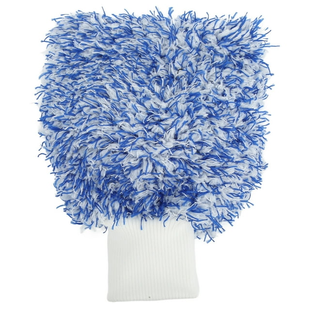 Car Washing Glove, Soft Double Sided Universal Plush Cleaning Mitt Elastic Cuff For Maintenance Blue