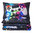 thumbnail image 4 of PERFEMET Boy Game Controller Bedding Sets 3-Piece Colorful Splatter Gamer Comforter Set for Kids Teens,Queen, 4 of 7