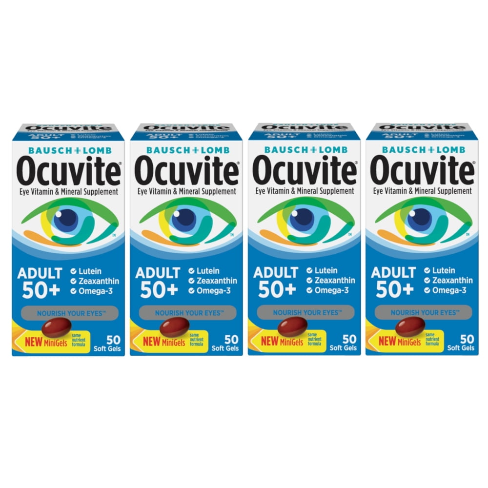 4 Pack Bausch + Lomb Ocuvite Adult 50+ Helps Protect Eye Health, 50