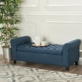 thumbnail image 5 of Charlemagne Contemporary Rolled Arm Fabric Storage Ottoman Bench, Dark Blue and Dark Brown, 5 of 7