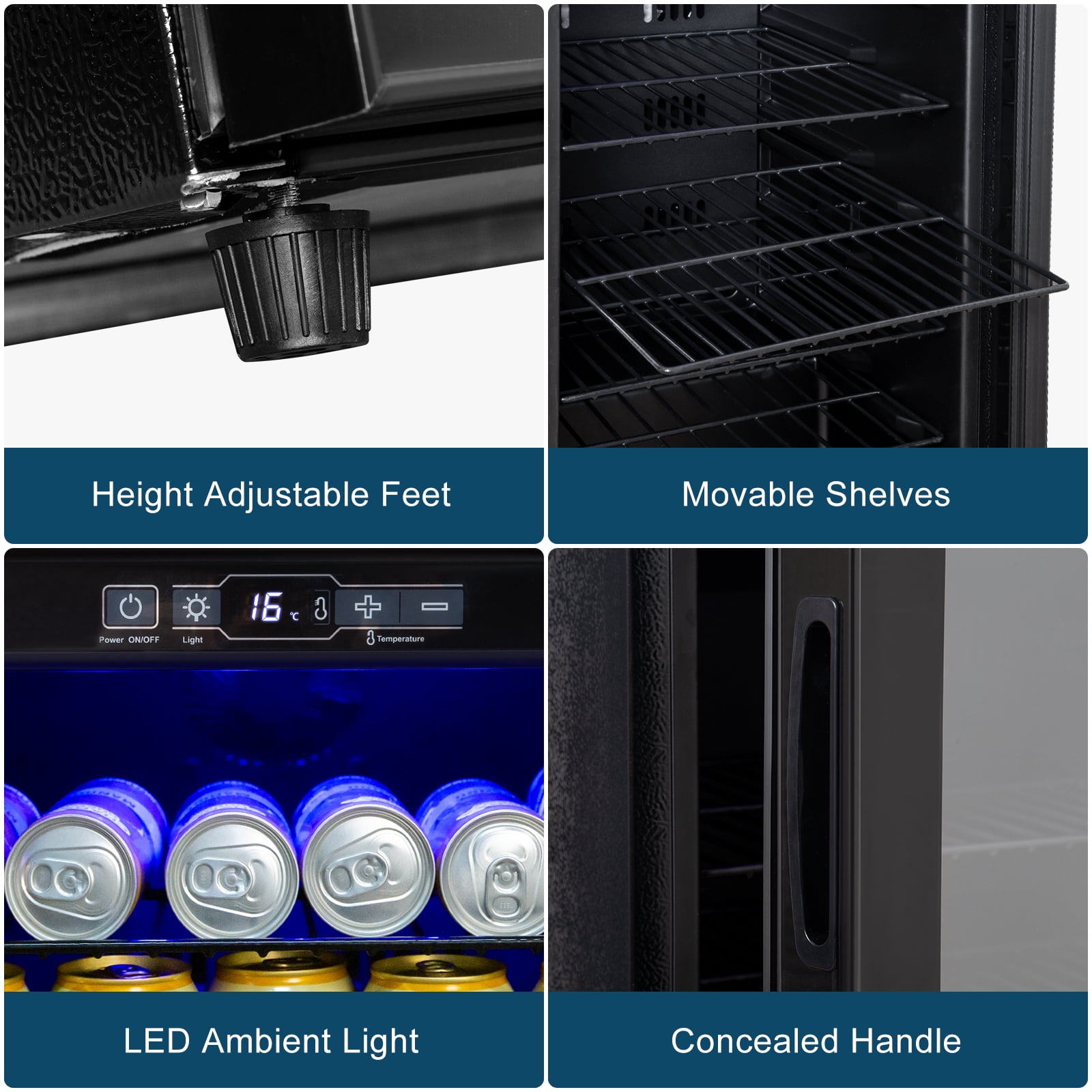 Mini Fridge 135 Can Beverage Refrigerator Cooler, 3.5 Cu.Ft Drink Fridge for Soda Wine Beer with Adjustable Removable Shelving for Home, Bar, Office,Black