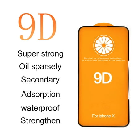 Handle Full Length Reinforcement Rib - 9D Full Cover Big Curve Edge Two Times Reinforcement Stronger Adsorption Tempered Glass Screen Protector for Apple Anti Blue Light Protective Glass Film