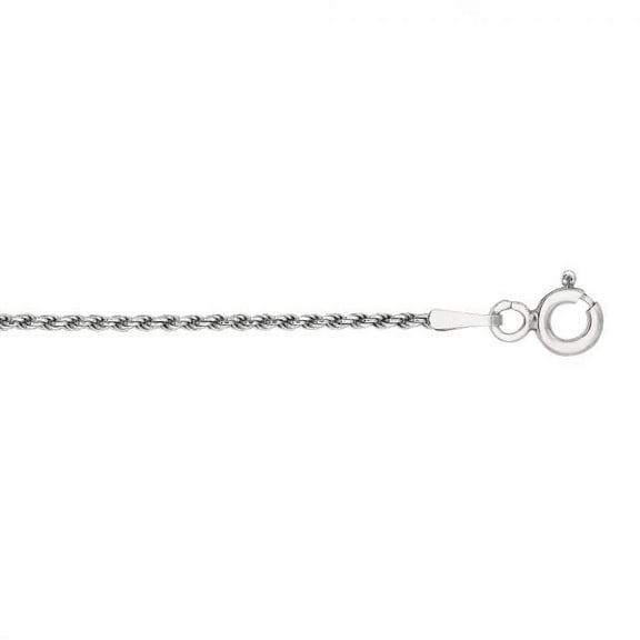 JewelStop Silver Rhodium Plated 1.25 mm Diamond-Cut Rope Chain Necklace, Lobster Claw - 16 Inches, 2.2gr.