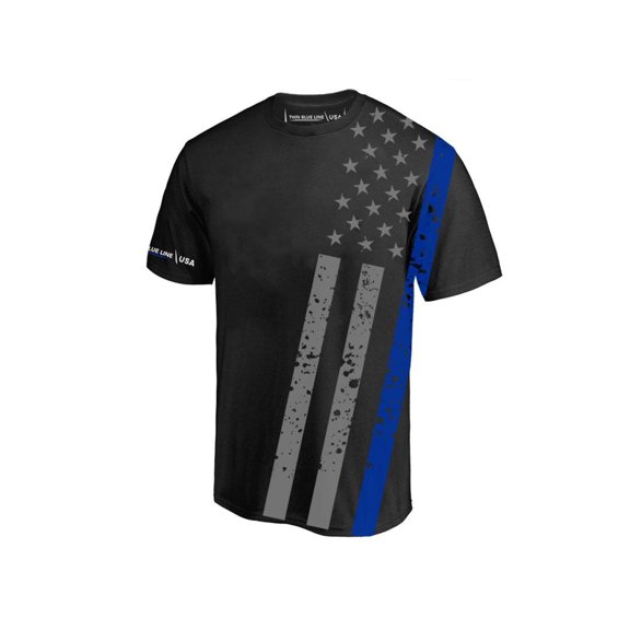 Thin Blue Line Athletic T-shirt - All-over, , Black -