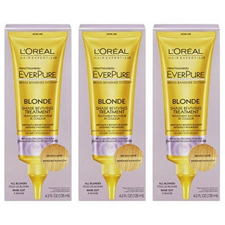 - L'Oreal Paris Hair Expertise - EverPure Brass Banisher System - Blonde Shade Reviving Treatment - Net Wt. 4.2 FL OZ (125 mL) Each - Pack of 3
