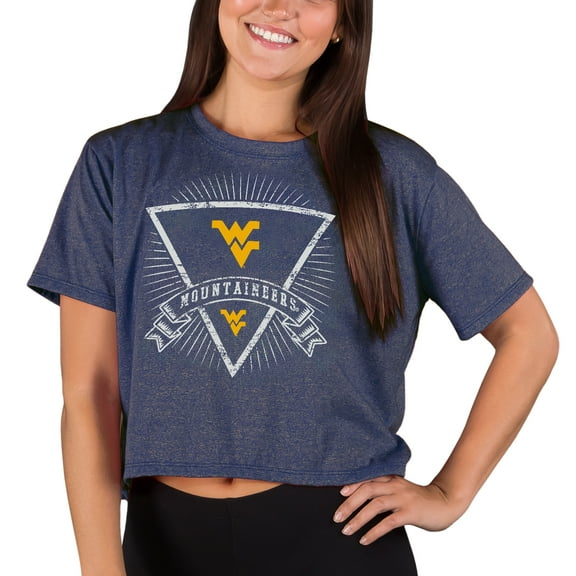 Women's Concepts Sport Navy West Virginia Mountaineers Quest Knit Crop Top