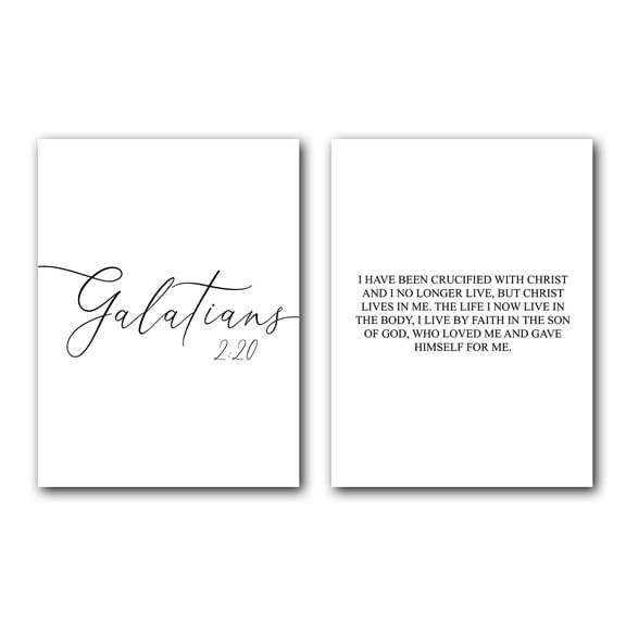 Galatians 2:20, Bible Verse Quote, Set of 2 Poster Prints, Home Wall Art Décor, Minimalist Prints, Multiple Sizes