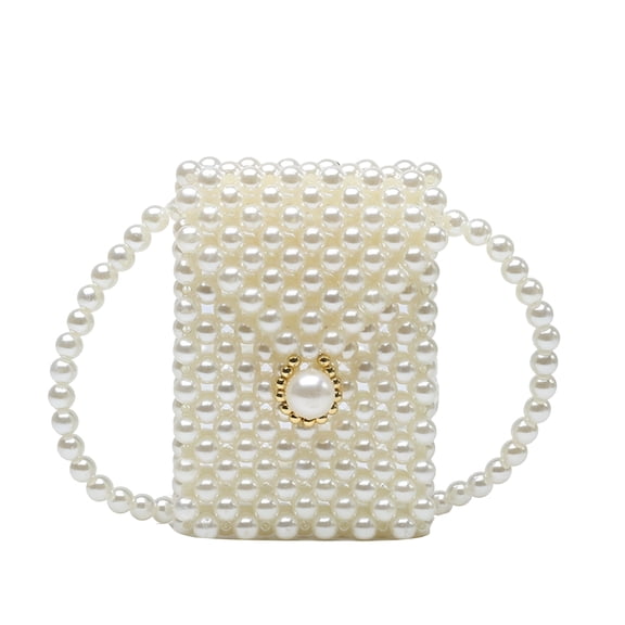 GASTROPOD Hand-woven Pearl Bags Lady Beaded Shoulder Bag Handbag Flap Bag Mini Crossbody Bag