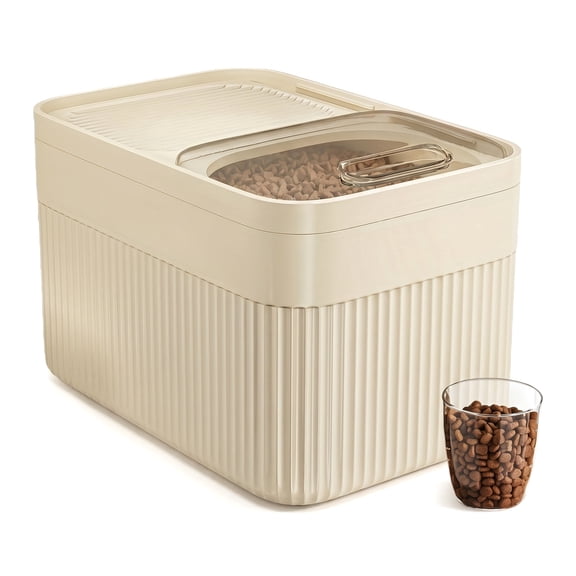 Aemutady Airtight Pet Food Storage Container, 10lbs Dog Cat Food Bin with Lids & Measuring Cup, Large Plastic Kibble Storage Box for Dry Treats