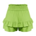 thumbnail image 7 of Lroveb Shorts for Women 2024 Summer High Waisted Ruffle Shorts Floral Pleated Hem Casual Pants Flowy Beach Shorts Fluorescent Green, 7 of 7