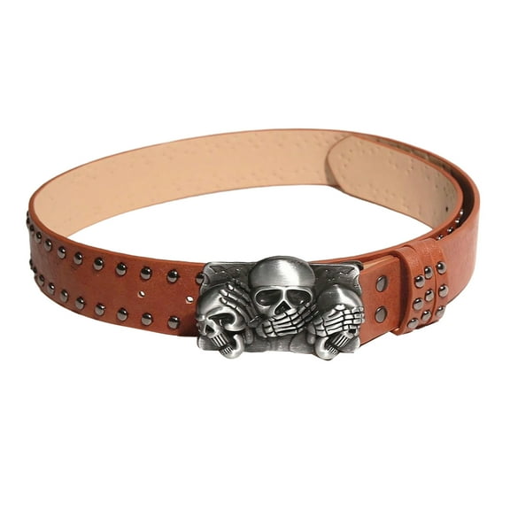 Skull Buckles Waist Belt Skinny Chain for Cowgirl Buckles Modern Waistband Waist Chain Studded Belt
