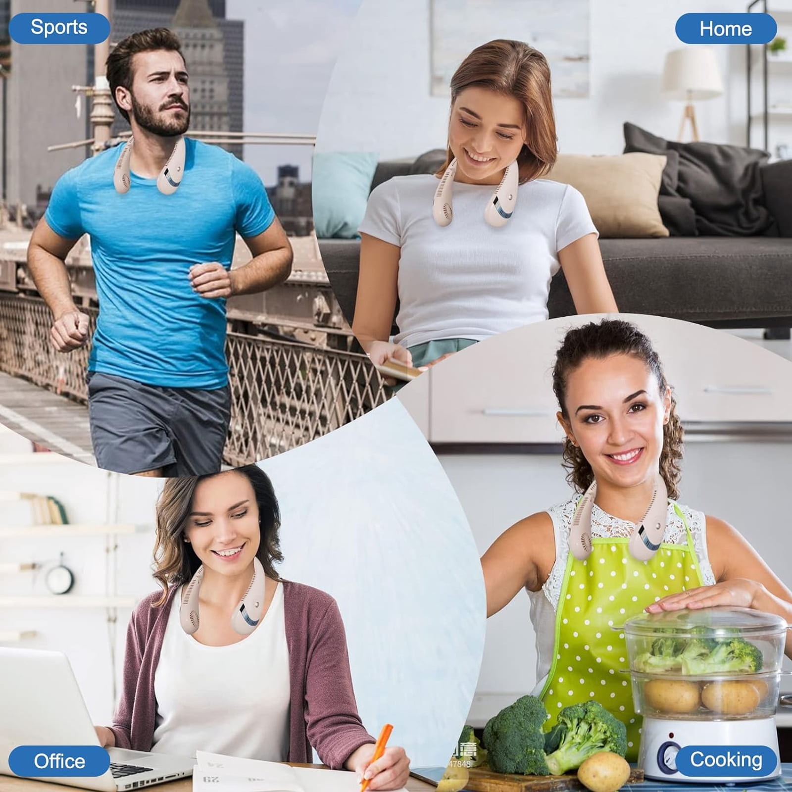 MQ 3-Speed Rechargeable Bladeless Electric Neck Fan