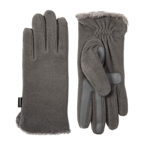 Guantes isotoner de forro polar elástico para mujer, pantalla táctil, gris jaspeado