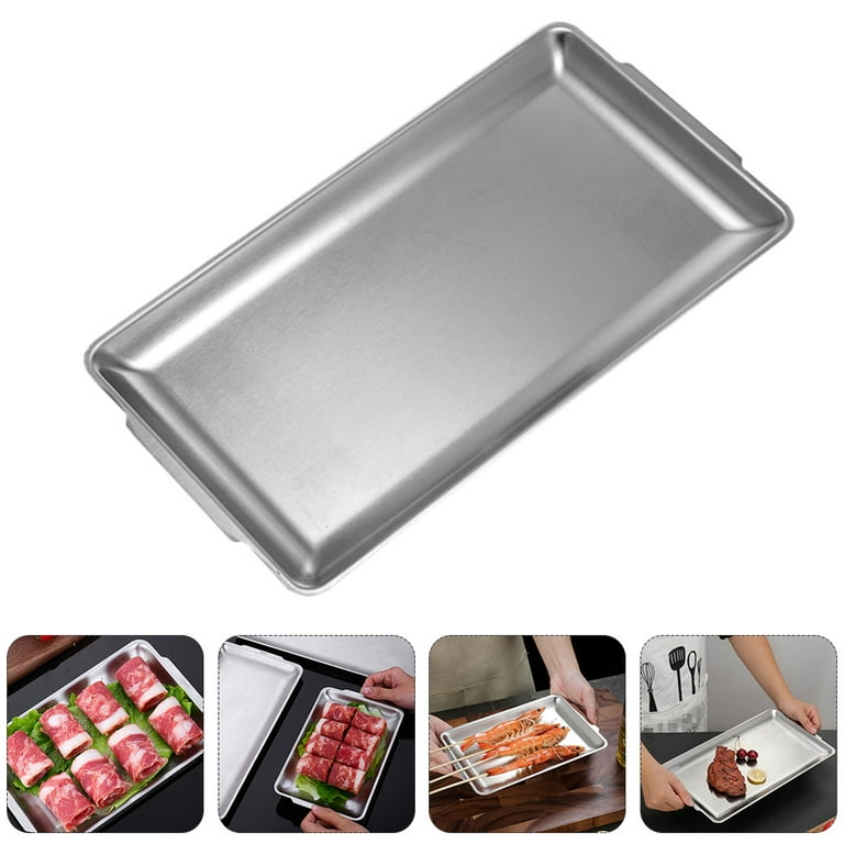 Trays Plate Tray Dredging Kitchen Pan Stainless Breading Pans Bakeware Bake Supplies Barbecue Sushi Rustproof Food, Size: 22x14cm