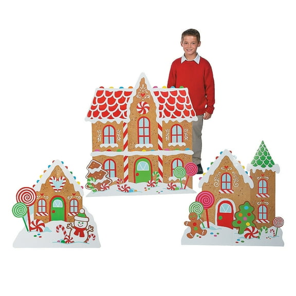 32" - 45" Gingerbread Village Cardboard Cutout Stand-Ups - 3 Piece