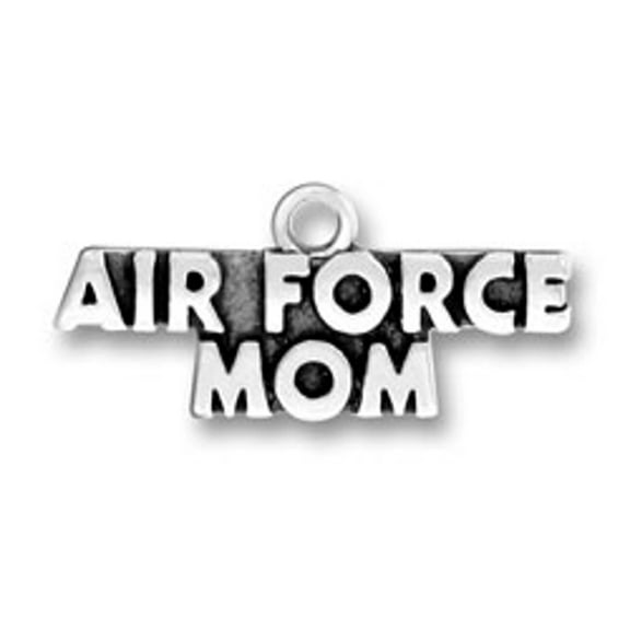 Sterling Silver 16" .8mm Box Chain AIR FORCE MOM Military Armed Forces Pendant Necklace