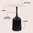 thumbnail image 3 of JONATHAN Y Pip 20.25" Classic Designer Metal Drink Table and Decorative End Table with White Marble Round Top and Bell Pedestal Base, Antique Black, END4002C, 3 of 5