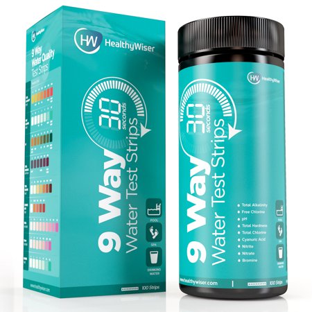 Pool And Spa Test Strips - Water Test Kit 9-Way 100ct, Test Strips For Water, Pool, Spa, Water Purifier, and More, 30-Second Results