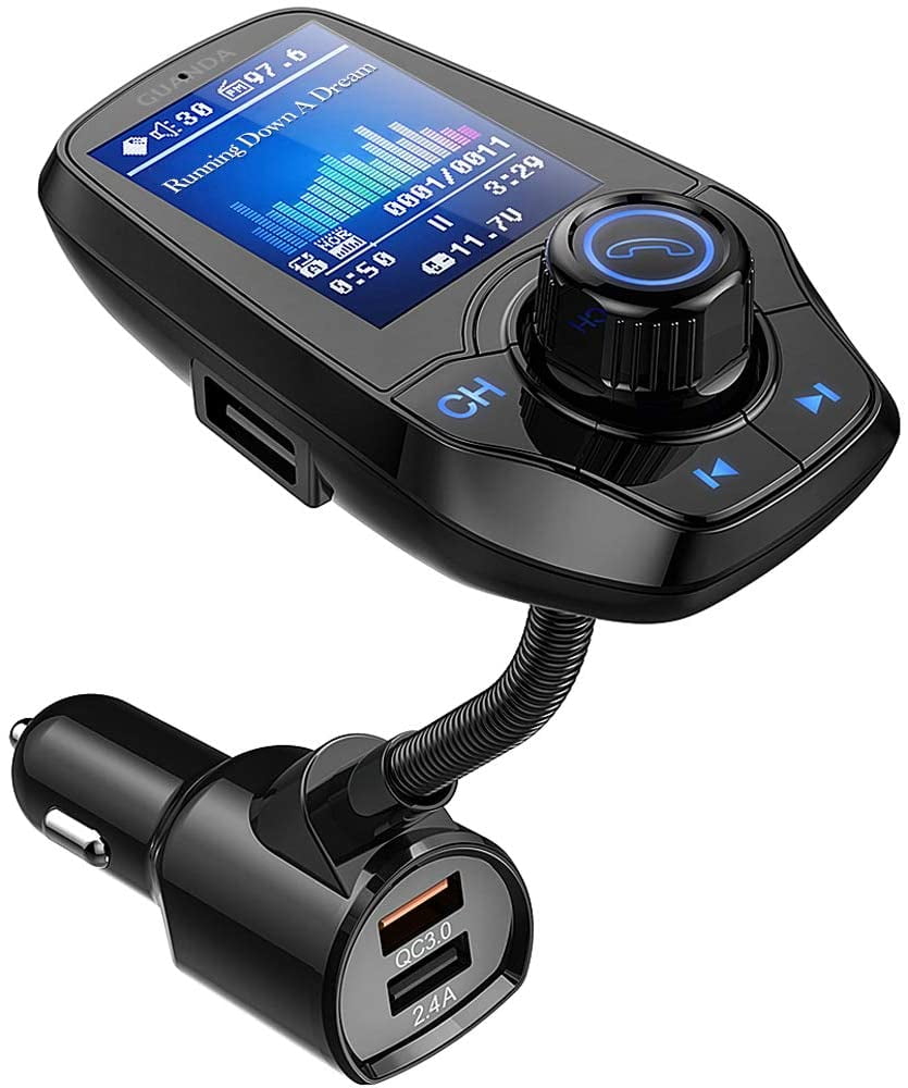 Black In-Car FM Adapter Car Kit with USB Car Charging for Smartphone Bluetooth FM Transmitter and MP3 Player TF Card Slot AGPtek Wireless Car Kit with 3.5mm Audio Port