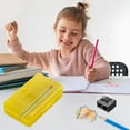 thumbnail image 5 of Meitianfacai Clear Pencil Box with Pencil Sharpener, Hard Plastic Pencil Case Large Capacity with Snap-tight Lid, Stackable Storage Organizer Stationery Case, Supplies (Yellow), 5 of 7