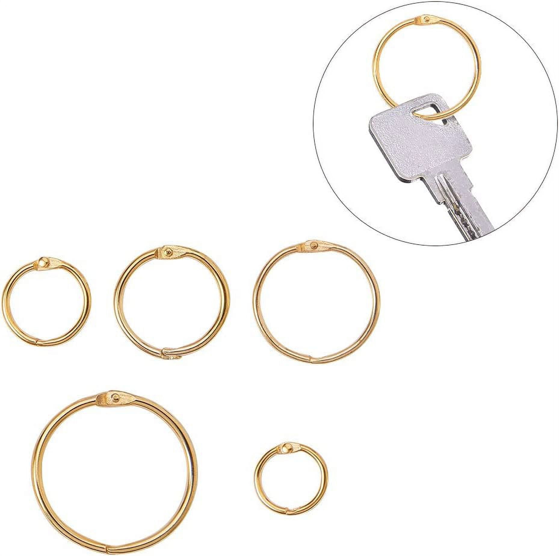1set 100 Pieces 5 Size Book Rings Loose Leaf Binder Ring Key Chain Key Rings 0.7 Inch 1 Inch 1.2 Inch 1.3 Inch 1.7 Inch Golden