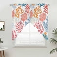 thumbnail image 5 of Colorful Coral Kitchen Window Curtains, Swag Curtains Valance for Bedroom Living Room Bathroom, Coastal Ocean Abstract Gradient Sea Rod Pocket Window Treatment Curtain Block Drapes 2 Panels 28"x36", 5 of 9