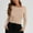Khaki, variant on SCSAlgin Womens Crewneck Long Sleeve Shirt Double Lined Basic Tees Side Ruched Going Out Crop Tops