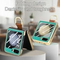 thumbnail image 6 of ELEHOLD for Samsung Galaxy Z Flip5 Plating Leather Case,Electroplated Bumper Premium PU Leather Shockproof Case with Built-in Screen Protector Wristband Diamond Ring Holder for Galaxy Z Flip5, Green, 6 of 15
