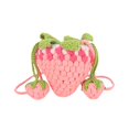 thumbnail image 1 of Bolso de hombro de punto, bolso cloche de crochet, precioso bolso decorativo con forma de fresa Rosa, 1 of 9