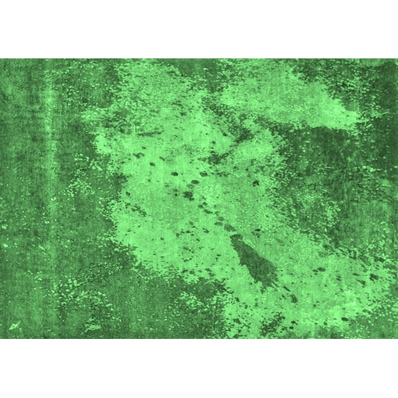 Ahgly Company Indoor Rectangle Oriental Emerald Green Industrial Area Rugs, 2' x 5'