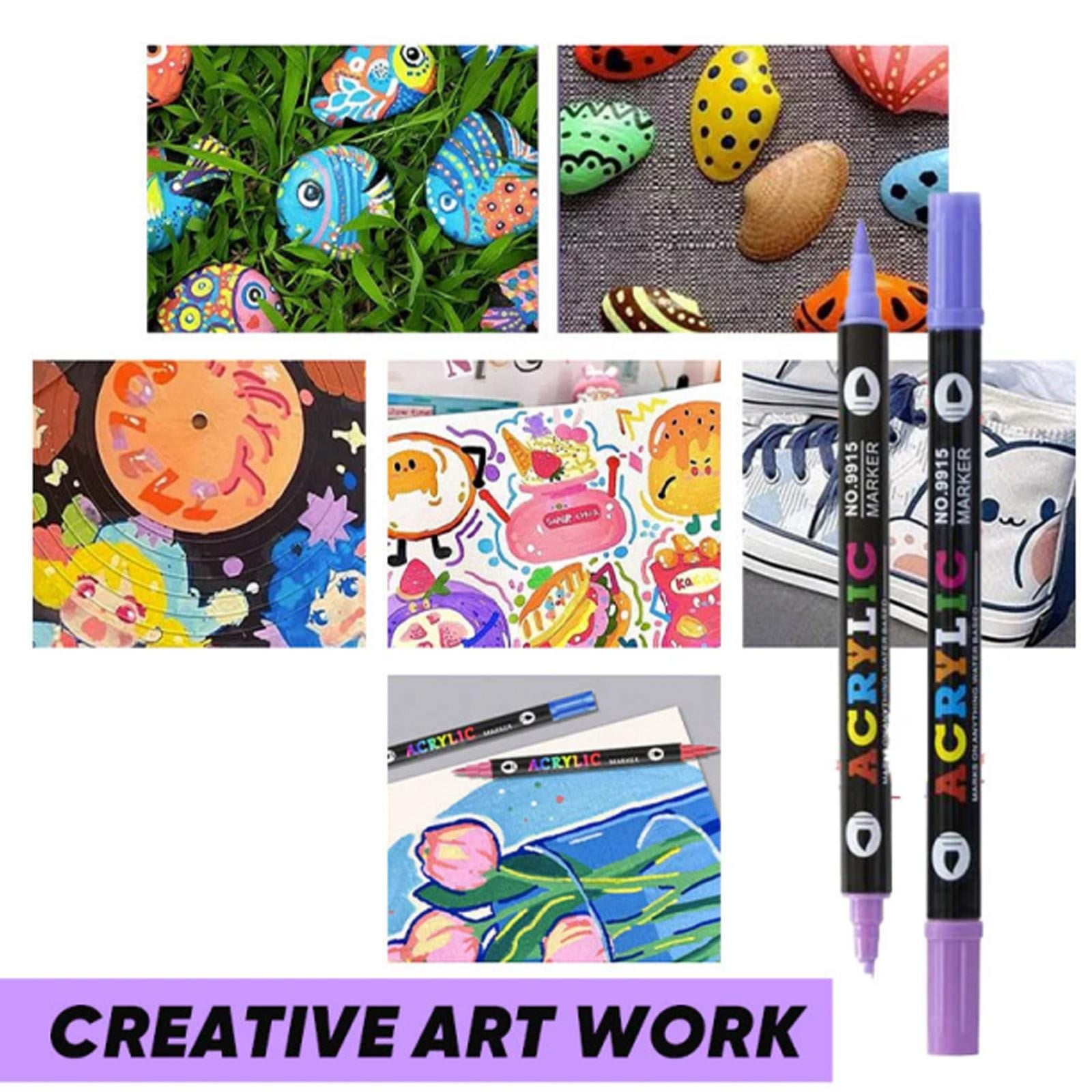 CCOCC 2026 New Acrylic Markers Dual Tip Pens with Fine Tip and Brush Tip for Rock Painting,Ceramic,Wood,Plastic,Calligraphy,Scrapbooking,Brush Lettering,Card Making,Diy Crafts
