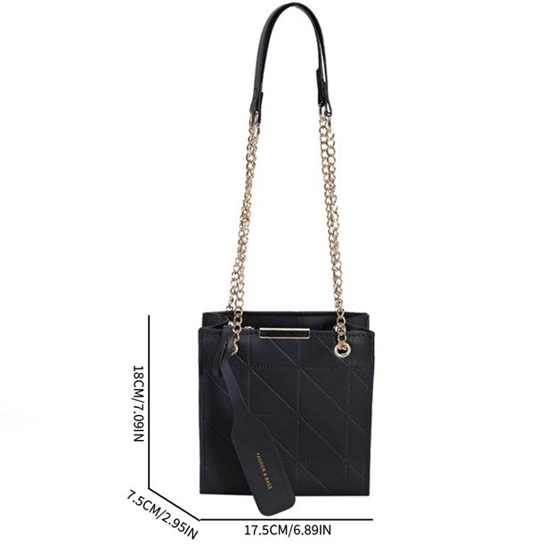Bolso De Hombro Bolso bandolera para mujer Bolso de hombro con cadena de PU informal Monederos Tendencias Bolsos (Negro)