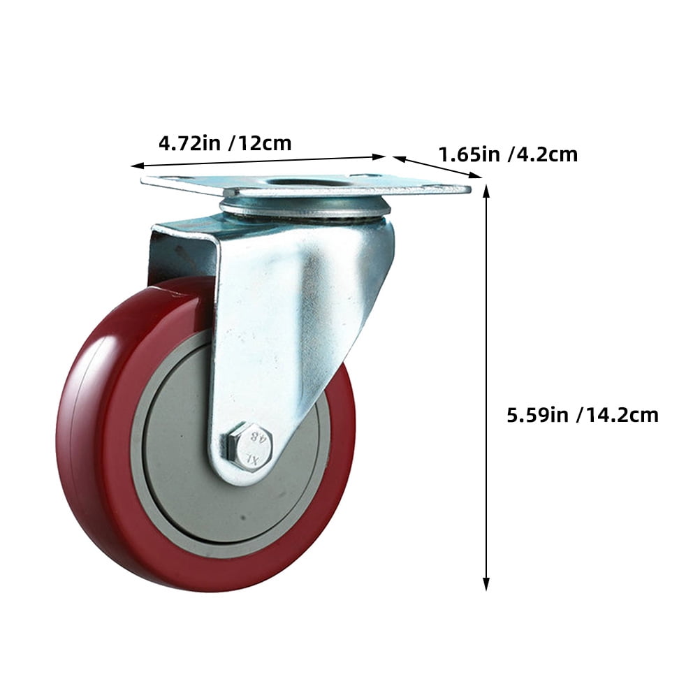 Toyandona Red Tpr Swivel Caster Wheels 360 Degree Silent Heavy Duty for Furniture 2Pcs