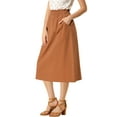 thumbnail image 4 of Unique Bargains Women's Solid Color Peasant Elastic Waist Ruffle Midi Skirt, 4 of 8
