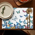 thumbnail image 5 of Butterfly Heat Resistant Flax Table Mats for Dining Table, Machine Washable Wrinkle Free Place Mats with Colorful Floral Tropical Artistic Pattern, Cute Aesthetic Design for Butterfly Lover, Set of 4, 5 of 6