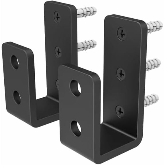 Door Barricade Brackets, Heavy Duty U-Shaped Security Hardware, 2x4 Lumber Lock, Metal Gate Reinforcement, 2-Pack,Thickness:1/4”,Black