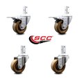 thumbnail image 2 of 3 Inch High Temp Phenolic 3/4 Inch Square Stem Caster Set 2 Total Lock Brake SCC, 2 of 2