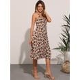 thumbnail image 4 of DARING DIVA Women's Halter Sleeveless Lace Up Floral Midi Dresses M Beige Rose, 4 of 6