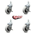 thumbnail image 2 of 3 Inch Polyurethane Wheel 3/8 Threaded Stem Caster Set with Brakes Set of 4 SCC, 2 of 2