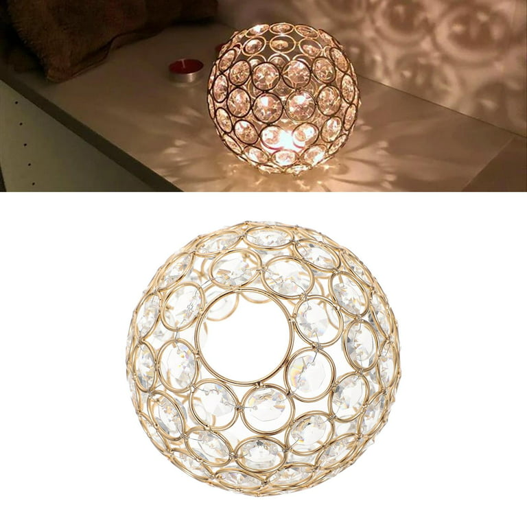 Lamp Rhinestone Pendant Lamp Shade Cover, Hanging Bulb Guard Lamp Cage for Pendant Light, Lamp Holder, fan Bulb Cover Aureate -