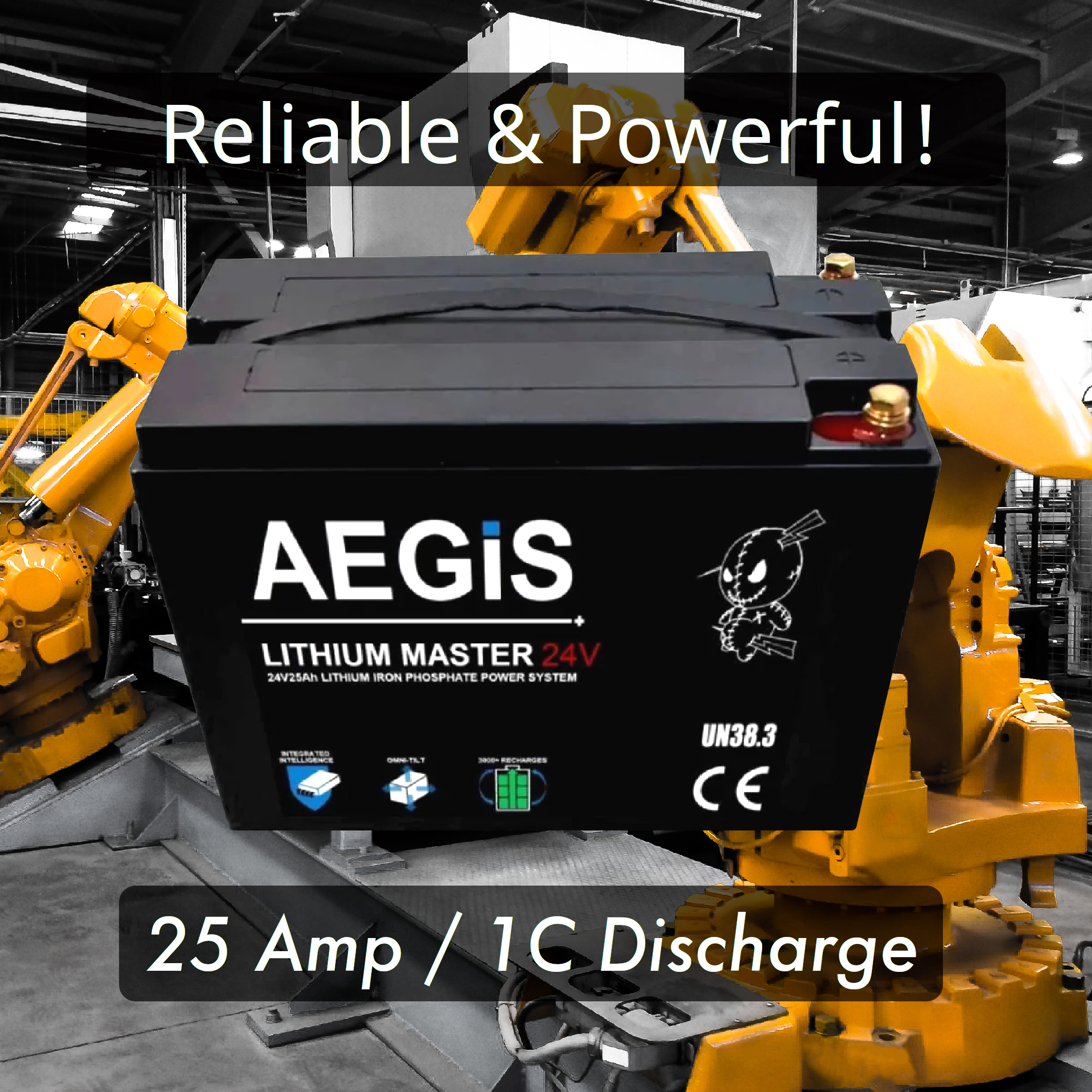 Aegis Battery 24v 25ah LiFePO4 Deep Cycle Battery
