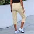 thumbnail image 5 of Hfnxid Women Cargo Capris Pant Elast Waist Loose Fit Sweatpant Fashion Lightweight Drawstring Trouser Summer Casual Outdoor Hiking Pants With Multi Pocket Khaki L, 5 of 7